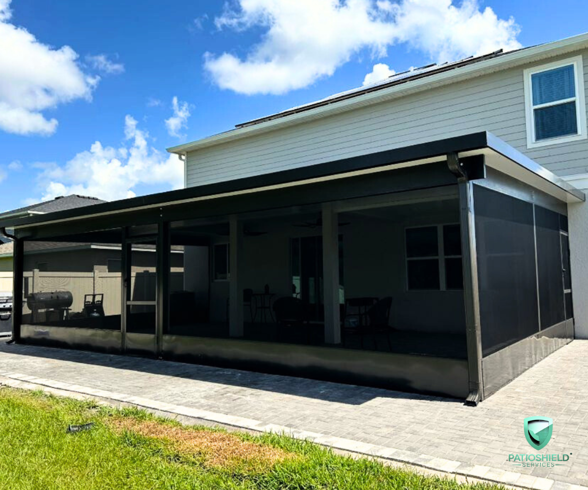 Expert screen patio, pool enclosure, and lanai repair by PatioShield, providing high-quality screen replacement and frame restoration for outdoor living spaces